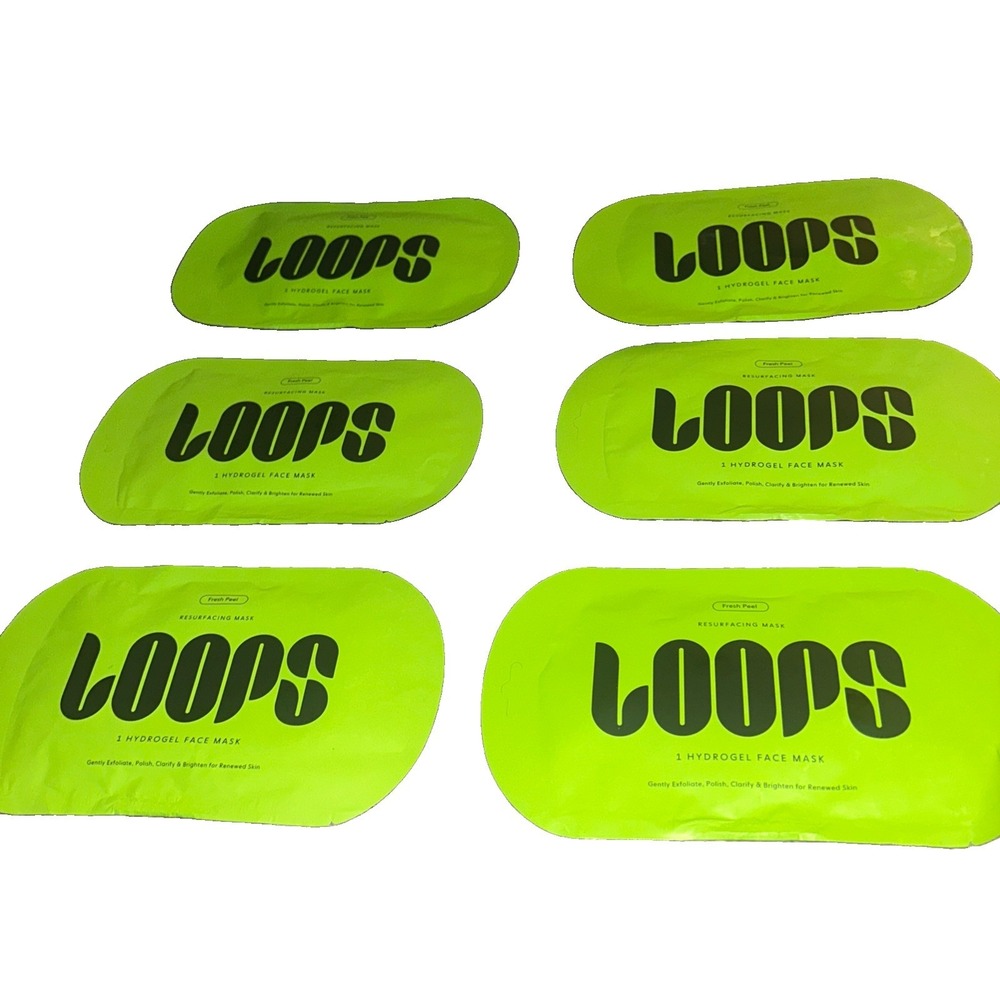 LOOPS fresh peel resurfacing hydrogel face mask Lot Of 6